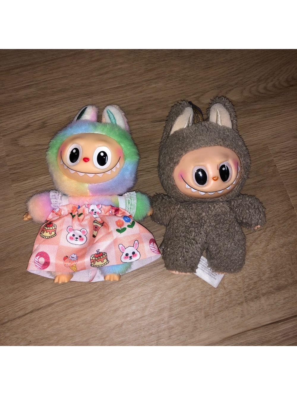 POP MART THE MONSTERS LABUBU PLUSH 2 DOLL LOT RAINBOW BROWN DRESS FIGURES